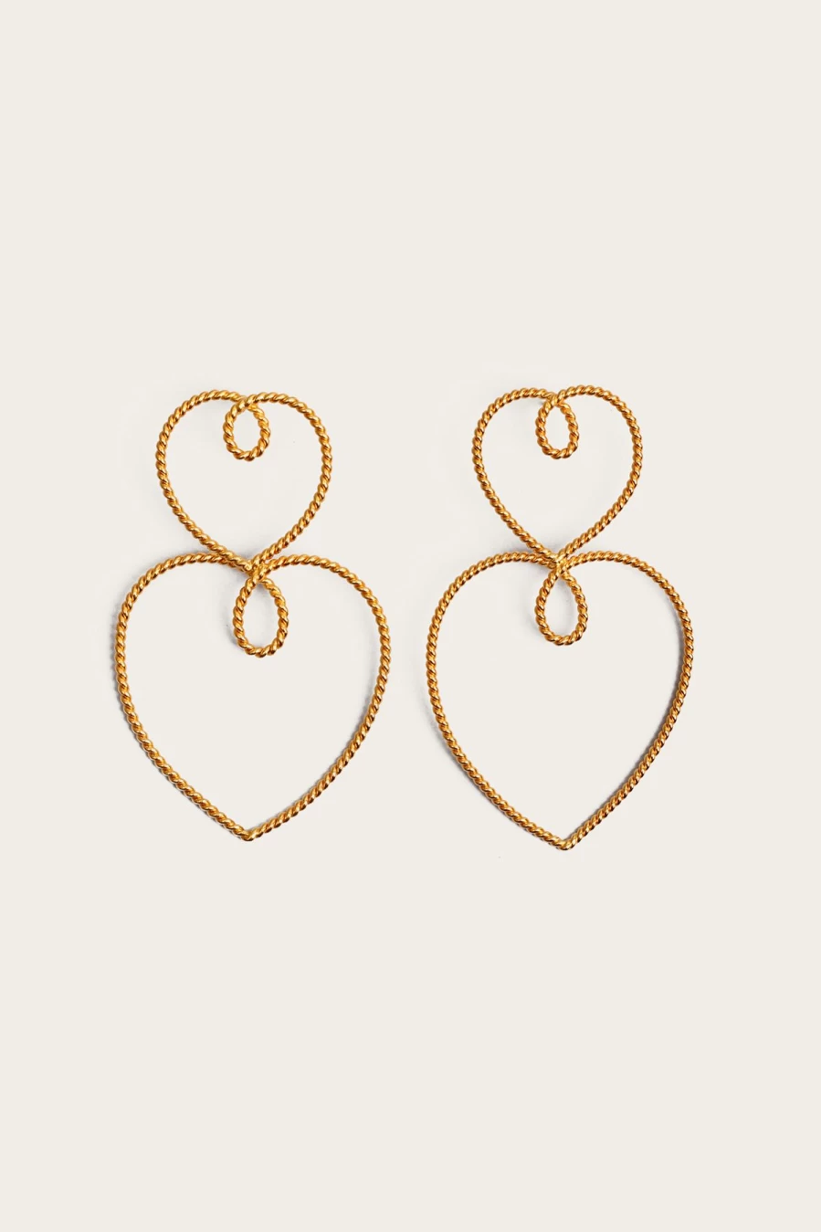 Vanina Women's Double Heart Gold Earrings - Elegant Romantic Jewelry Gift